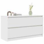 Meuble tv blanc - meublechic - 100x35x54 cm - bois ding�nierie - 2 tiroirs - blanc - 110 kg max