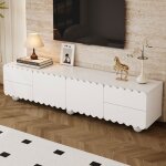 Meuble tv blanc minimaliste moderne deux portes et quatre tiroirs support tv panneau tv meuble bas de ...