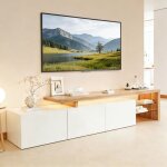 Armoire tv led blanche bois �l�gante 3 portes haute brillante etag�res en verre meuble tv moderne design ...