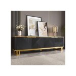 Meuble tv - blossom - 160x375x48 cm - noir - design contemporain - rangement pratique