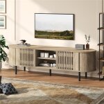 Meuble tv bois 160 cm avec 2 armoires pour t�l�viseur de 65 pouces meuble tele salon arrondi avec compartiment ...