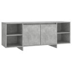 Meuble tv - bois dingnierie - gris bton - 130x35x50 cm - 2 portes - style contemporain