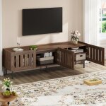 Meuble tv en bois avec espace de rangement meuble bas salon � trois portes design ajour� 160�40�47 cm ...