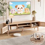 Meuble tv bois - kilisky - rangements ouverts et ferm�s - gestion c�bles - aspect bois - console tv pour ...