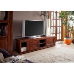 Meuble tv - bois massif dacacia laqu (nougat) - style colonial - oxford #450