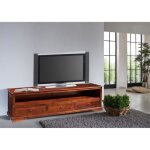 Meuble tv - bois massif dacacia laqu� - style colonial (nougat) - oxford #439