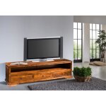 Meuble tv - bois massif dacacia laqu� (miel) - style colonial - oxford #0439