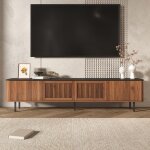 Meuble tv en bois moderne 190 cm meuble t�l� salon avec rangement et portes grillag�es - meuble pour ...