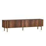 Meuble tv en bois nexus - 180 x 30 x 45 cm - noyer baroque or