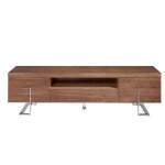 Meuble tv bois noyer et acier chrom� pialo 200 cm