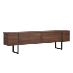 Meuble tv en bois onera - 180 x 30 x 50 cm - noyer / noir