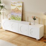 Meuble tv bois scandinave avec rangement meuble salon tv blanc laqu� mat avec 4 portes design unique ...