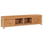 Meuble tv - bois de teck massif - style colonial - 2 tiroirs - 2 compartiments - finition huile