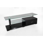 Meuble tv - brooklyn - noir - laqu� - bois - panneaux de particules - contemporain