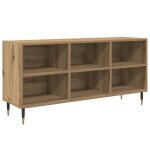 Meuble tv en ch�ne artisanal - vidaxl - 1035x30x50 cm - bois ding�nierie - 6 �tag�res - 60 kg max - assemblage ...