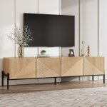 Meuble tv contemporain rangement � quatre portes design g�om�trique avec texture 3d meuble bas pour salon ...