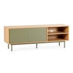 Meuble tv cuzco 2 portes couleur ch�ne / vert