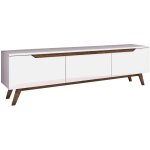 Meuble tv - d1 - blanc / noyer - 180 x 49 x 35 cm