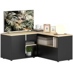 Meuble tv dangle banc t�l�vision jusqu� 40 pouces avec 2 placards et 3 niches 90 x 90 x 45 cm ch�ne et ...