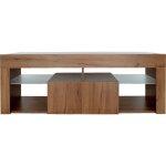 Meuble tv design bois hugo - 140 x 40 x 50 cm - marron