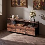 Meuble tv - design industriel - 108x30x55 cm - métal marron - 3 tiroirs - style rétro moderne Meuble tv - design industriel - 108x30x55 cm - métal marron - 3 tiroirs - style rétro moderne