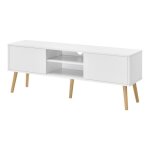 Meuble tv design support t�l� banc pvc 120 cm blanc effet ch�ne 03 0005861