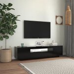 Meuble tv dilwe avec lumires led noir 160x35x40 cm - contemporain - design - laqu