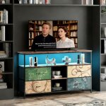 Meuble tv avec �clairage led et 4 tiroirs support tv console tvmeuble multim�diameuble tv pour salonmulticolor ...