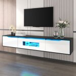 Meuble tv avec �clairage led multicolore et fixation murale meuble salon en panneaux de particules180 ...