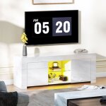 Meuble tv avec �clairage led et passe - c�bles 2 portes �tag�re en verre meuble de salon 120 x 34 x 45 ...