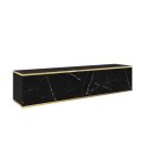 Meuble tv noir mat / noir royal marbre 135 x 30 x 32 cm push to open