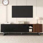 Meuble tv �l�gant r�tro bahut de salon � quatre portes avec �tag�re de rangement ouverte longueur 180 ...