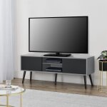Meuble tv eskilstuna 120 x 30 x 47 cm noir gris clair - en. casa - salon - adulte - contemporain - design ...