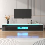 Meuble tv - meuble tv blanc - led  couleurs changeantes - bois - contemporain