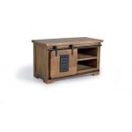 Meuble tv - giner y colomer - bois de manguier - style industriel - porte coulissante