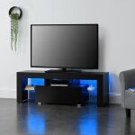 Meuble tv grimsey led panneaux de particules 130 x 35 x 45 cm multicolore noir [en. casa]