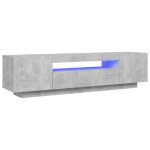 Meuble tv - gris bton - led - 160x35x40 cm - contemporain - design