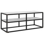 Meuble tv haut de gamme - noir - verre tremp - 100 x 40 x 40 cm - montage facile