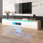 Meuble tv - haute brillance - blanc - couleur assortie - lumire led