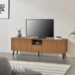 Meuble tv hedemora 140 x 30 x 46 cm effet bois fonc - en. casa - salon - contemporain - design