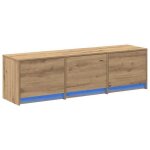 Meuble tv - helloshop26 - 140 x 34 x 40 cm - �clairage led multicolore - tiroir et �tag�res - bois ding�nierie ...