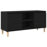 Meuble tv - helloshop26 - rectangulaire �l�gant moderne - ch�ne noir - bois ding�nierie - 2 portes 2 ...