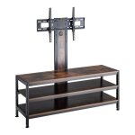 Meuble tv - helloshop26 - support �cran - noir mat - ch�ne rustique - 70 pouces max