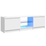 Meuble tv - hifi - blanc brillant - led rvb - 120x30x355 cm