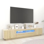 Meuble tv hifi multim�dia led - maison * - ch�ne sonoma - 200x35x40 cm - porte(s) et tiroir(s)
