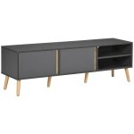 Homcom - meuble tv - panneau de particules - 150x35x45cm - gris fonc