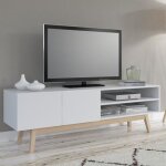 Meuble tv home 160cm 2 portes 1 niche / blanc