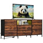 Meuble tv industriel 160 cm en acier ? 8 tiroirs rangement pour salon / chambre id�al pour grands �crans ...