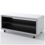 Meuble tv junas laqu blanc et noir  roulettes 1 tagre