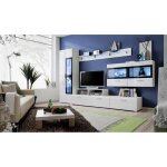 Meuble tv - kronos - laqu blanc - 2 portes - clairage led - design contemporain